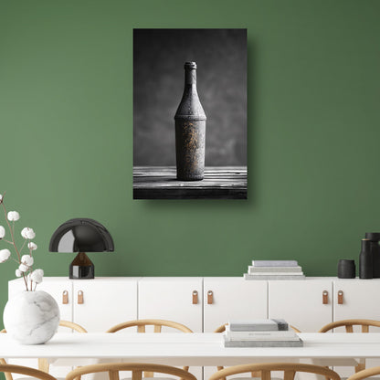 Verweerde fles in zwart-wit canvas