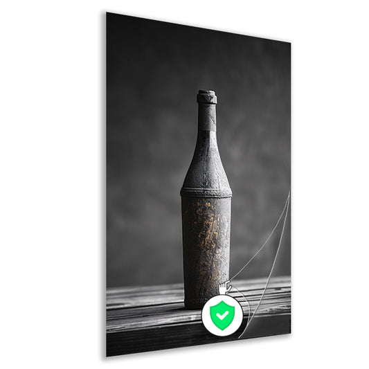 Verweerde fles in zwart-wit poster