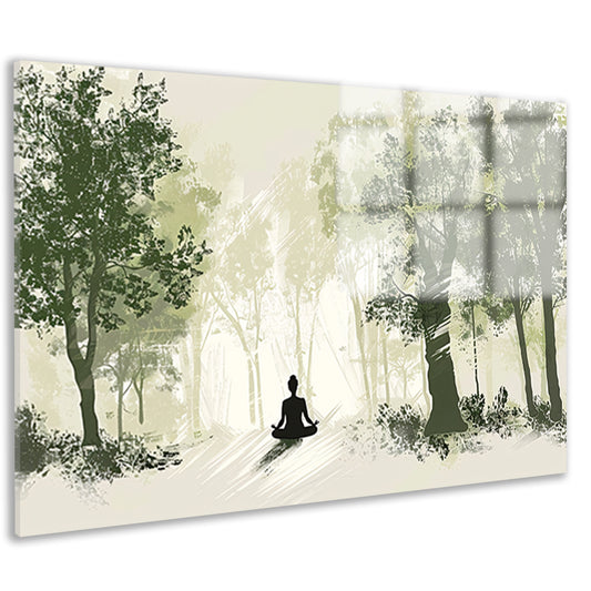 Meditatie onder de bosbomen acrylglas