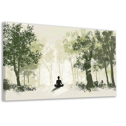 Meditatie onder de bosbomen canvas