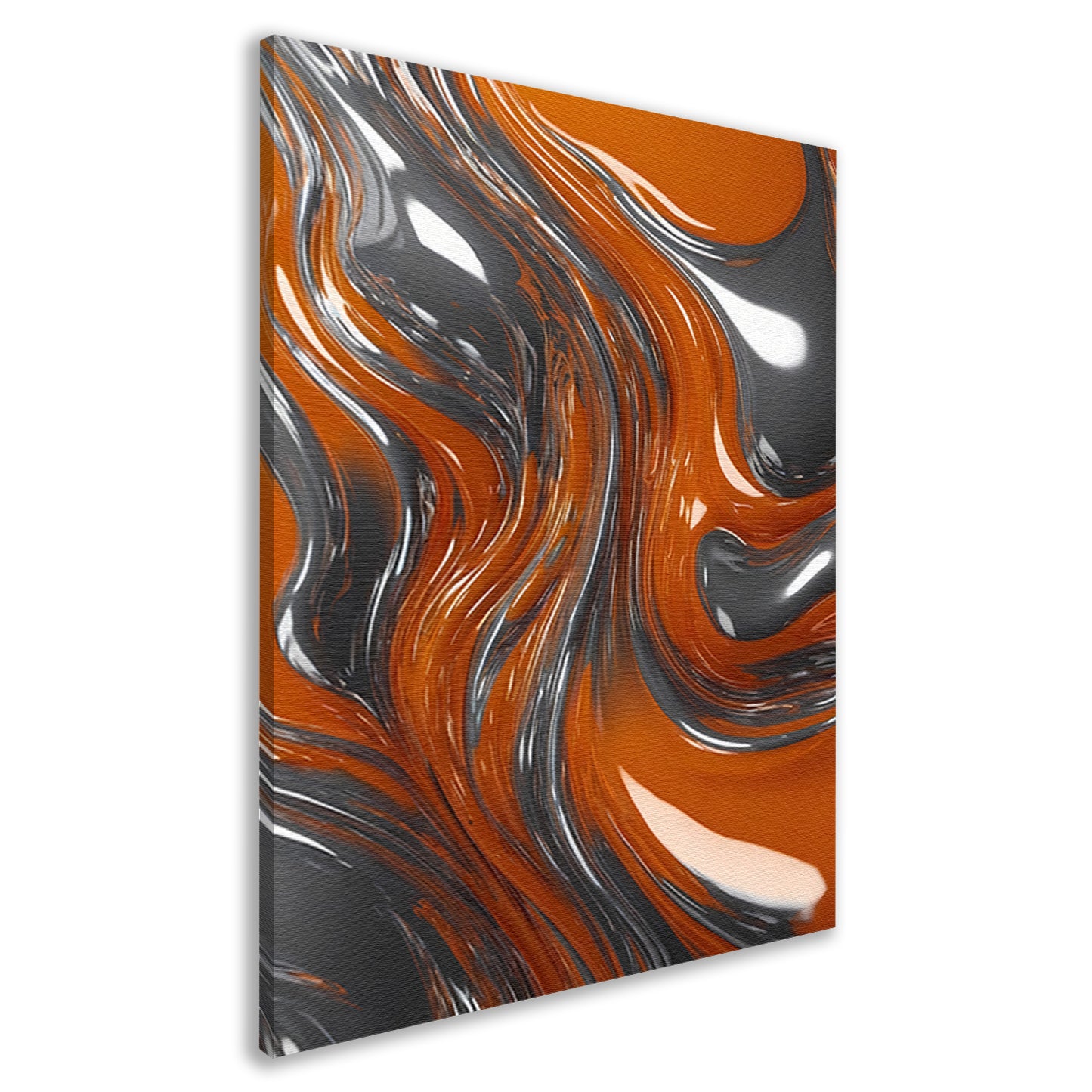 Energieke Abstractie in Oranje en Zilver canvas