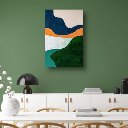 Abstract minimalistisch schilderij van een landschap canvas met baklijst