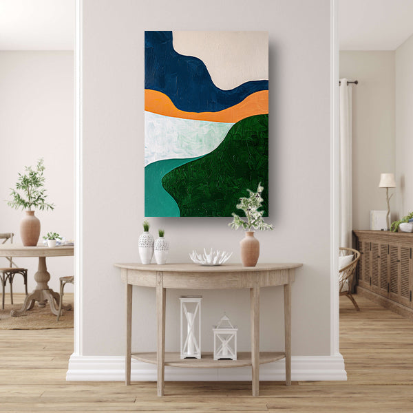 Abstract minimalistisch schilderij van een landschap acrylglas