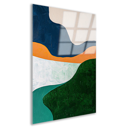 Abstract minimalistisch schilderij van een landschap acrylglas