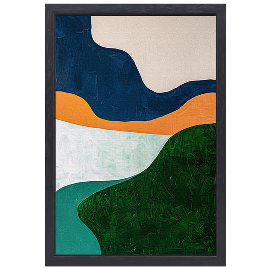 Abstract minimalistisch schilderij van een landschap canvas met baklijst