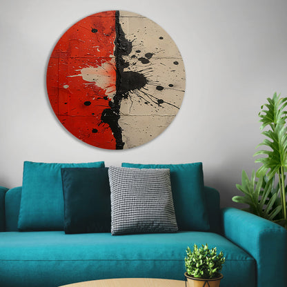 Abstract  met rode en zwarte verfspatten forex muurcirkel