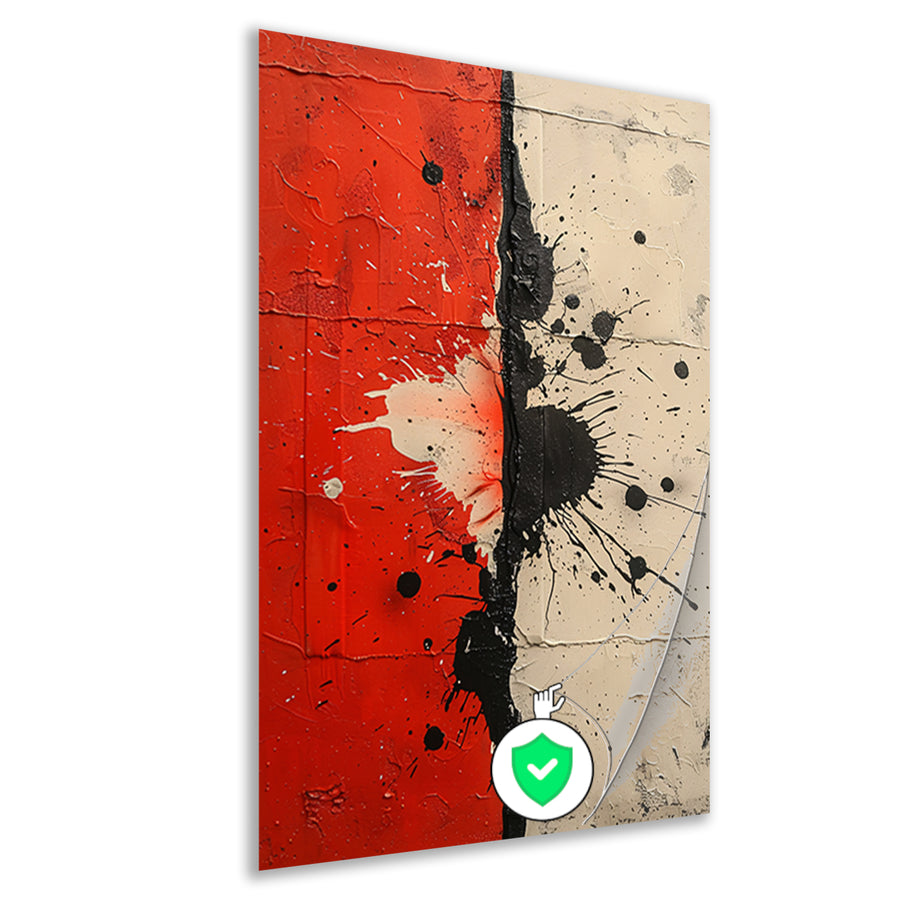 Abstract  met rode en zwarte verfspatten poster