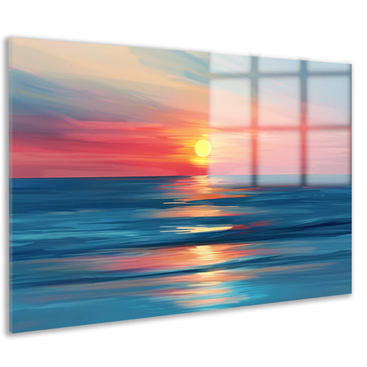 Minimalistische schildering van kleurrijke zonsondergang acrylglas