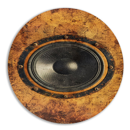 Abstract speaker op verweerde houten achtergrond forex muurcirkel