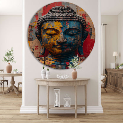 Kleurrijk Abstract Interpretatie van Boeddha aluminium muurcirkel