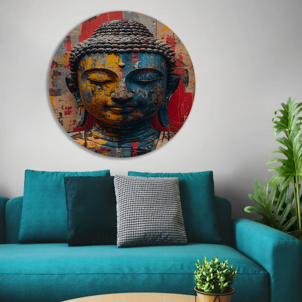 Kleurrijk Abstract Interpretatie van Boeddha aluminium muurcirkel