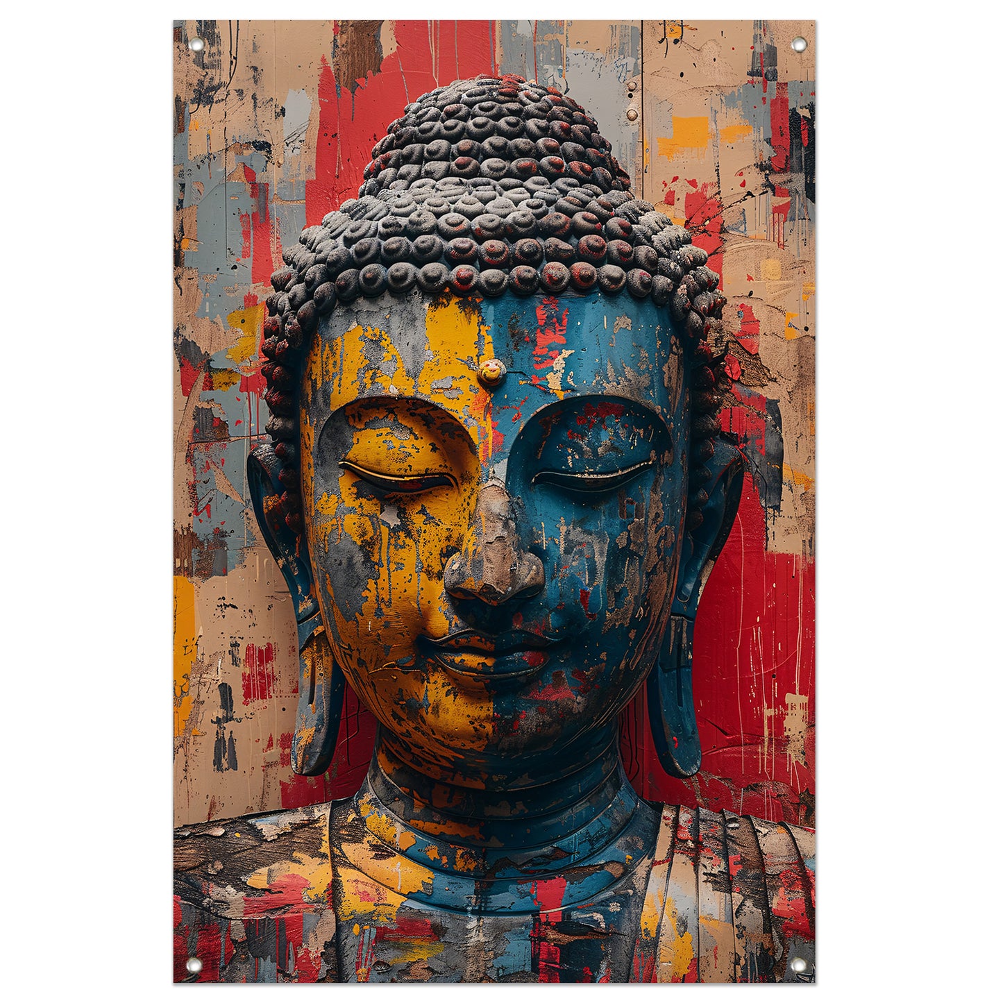 Kleurrijk Abstract Interpretatie van Boeddha tuinposter