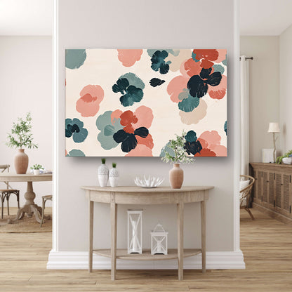 Abstracte bloemenprint in rustieke kleuren canvas