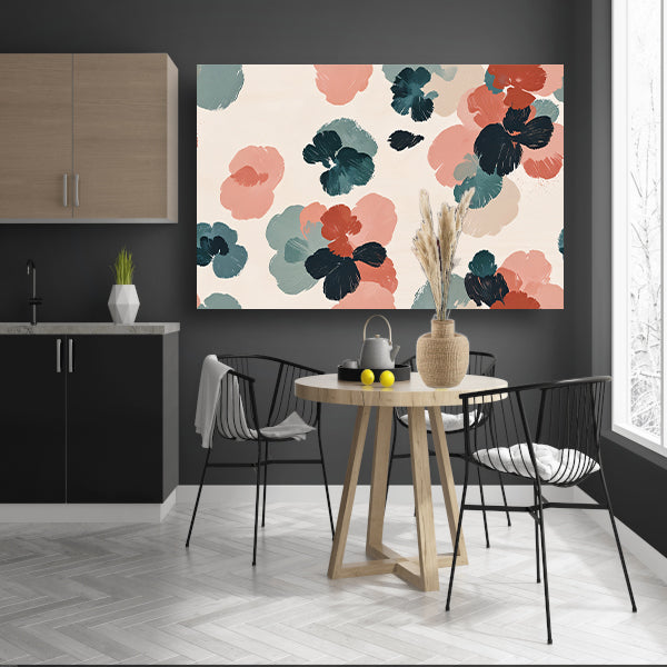 Abstracte bloemenprint in rustieke kleuren canvas