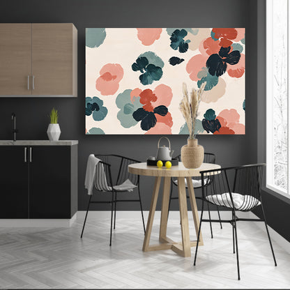 Abstracte bloemenprint in rustieke kleuren canvas