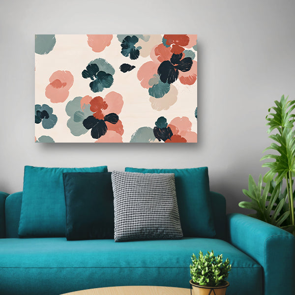 Abstracte bloemenprint in rustieke kleuren canvas