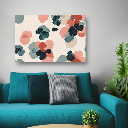 Abstracte bloemenprint in rustieke kleuren canvas