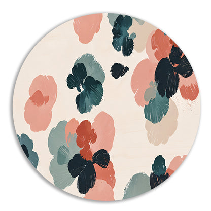 Abstracte bloemenprint in rustieke kleuren aluminium muurcirkel