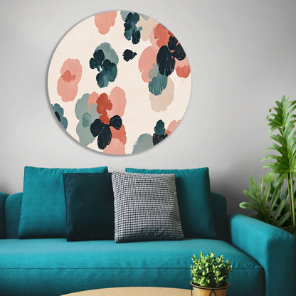 Abstracte bloemenprint in rustieke kleuren aluminium muurcirkel