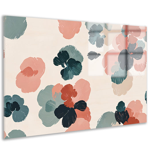 Abstracte bloemenprint in rustieke kleuren acrylglas