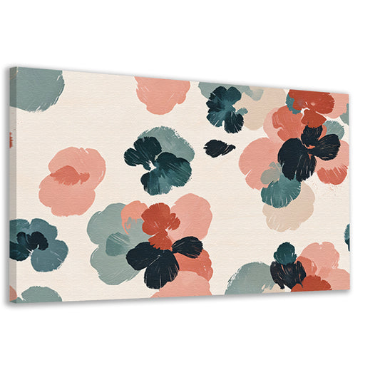 Abstracte bloemenprint in rustieke kleuren canvas