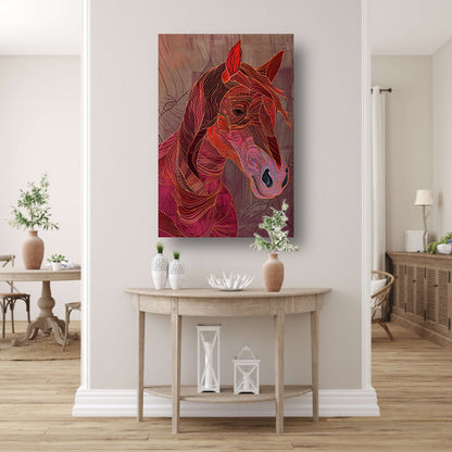 Abstracte kleurrijke lijntekening van een paard acrylglas