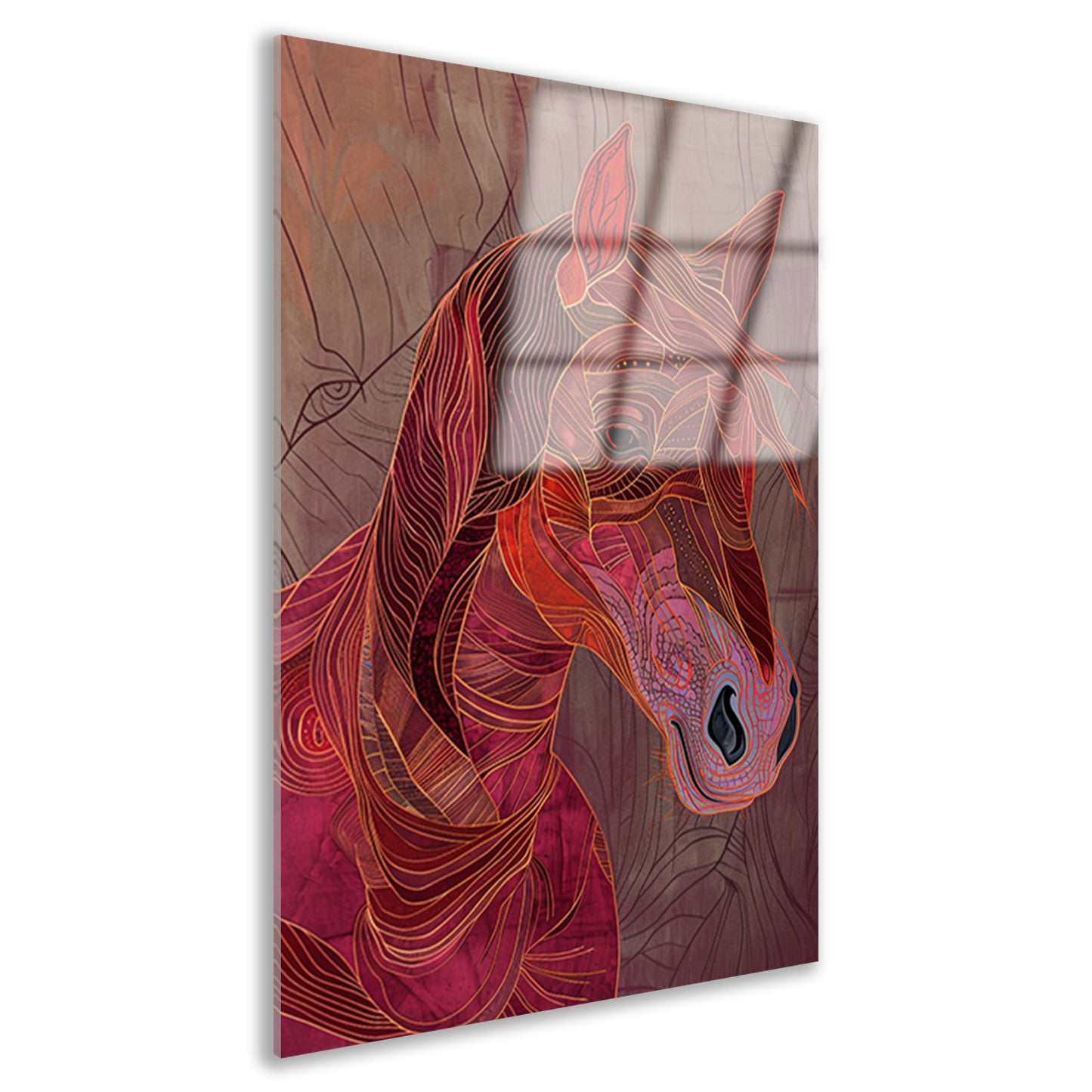Abstracte kleurrijke lijntekening van een paard acrylglas