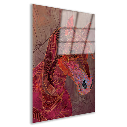 Abstracte kleurrijke lijntekening van een paard acrylglas