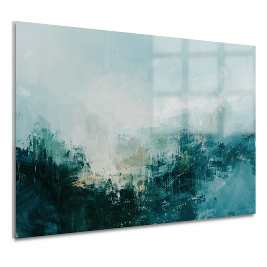Abstracte Harmonie in Groen en Grijs acrylglas