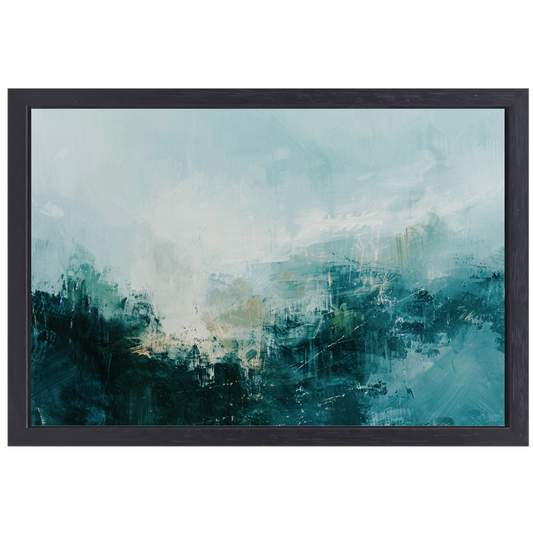 Abstracte Harmonie in Groen en Grijs canvas met baklijst