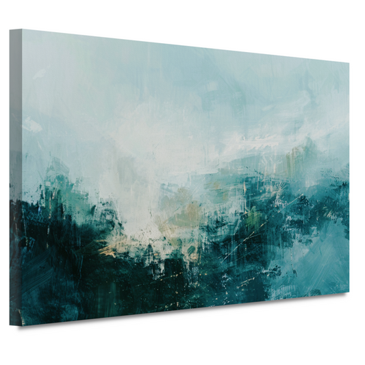 Abstracte Harmonie in Groen en Grijs canvas