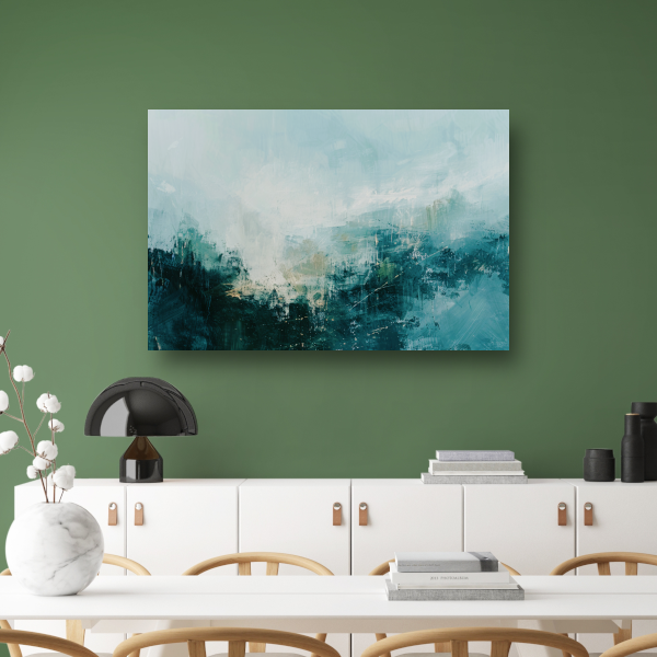Abstracte Harmonie in Groen en Grijs canvas