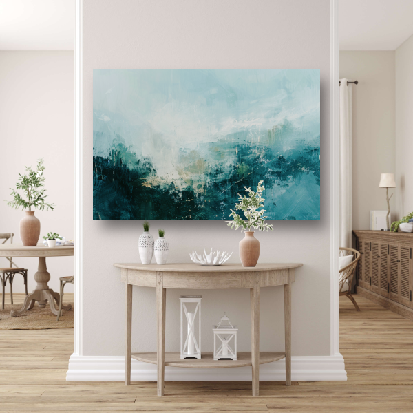 Abstracte Harmonie in Groen en Grijs canvas
