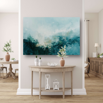 Abstracte Harmonie in Groen en Grijs canvas