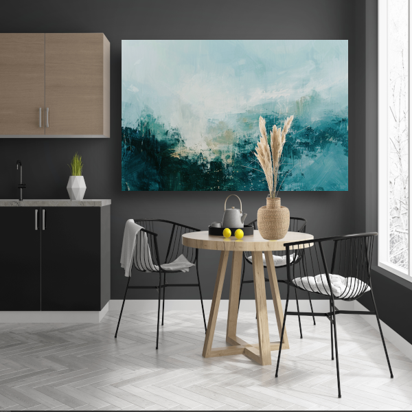 Abstracte Harmonie in Groen en Grijs canvas