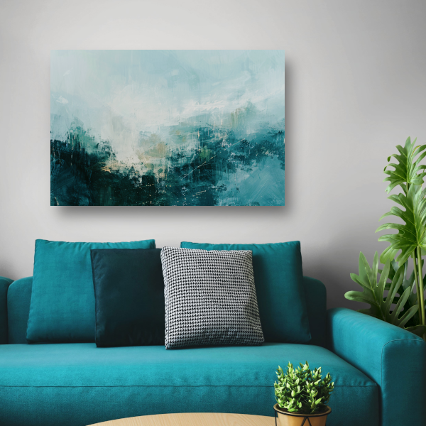 Abstracte Harmonie in Groen en Grijs canvas