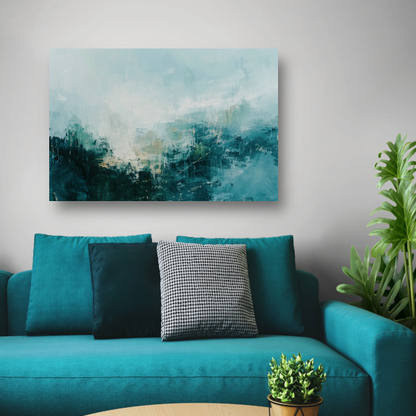 Abstracte Harmonie in Groen en Grijs canvas