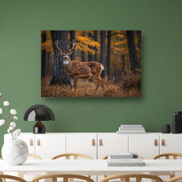 Majestueus hert in het herfstbos canvas