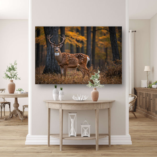 Majestueus hert in het herfstbos poster