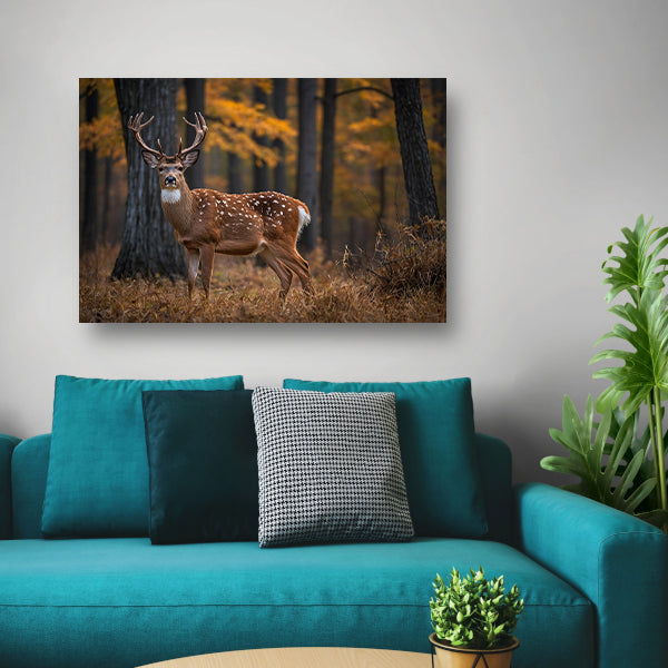 Majestueus hert in het herfstbos canvas