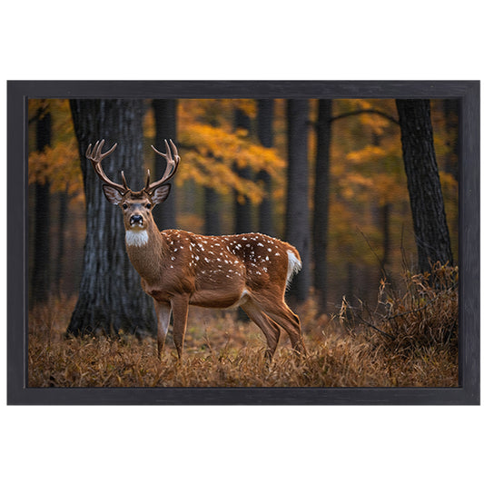 Majestueus hert in het herfstbos canvas met baklijst