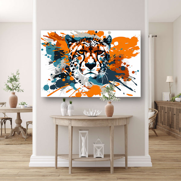Dynamische abstracte cheeta schilderij print canvas