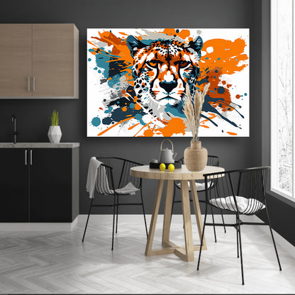 Dynamische abstracte cheeta schilderij print canvas