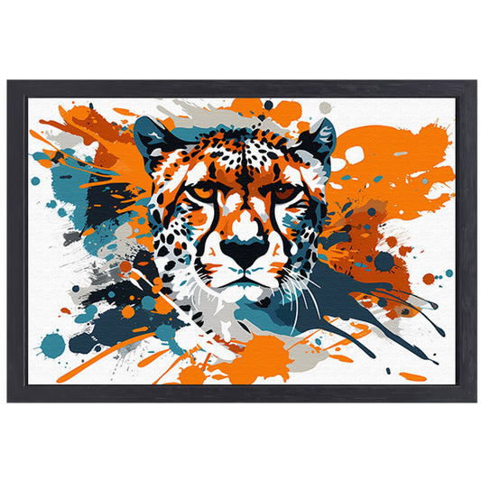 Dynamische abstracte cheeta schilderij print canvas met baklijst