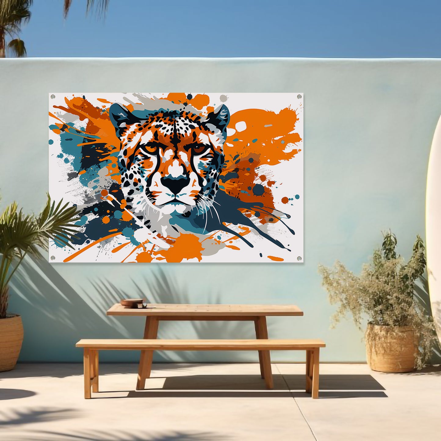 Dynamische abstracte cheeta schilderij print tuinposter