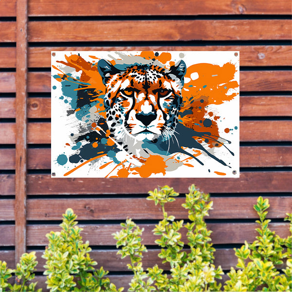 Dynamische abstracte cheeta schilderij print tuinposter