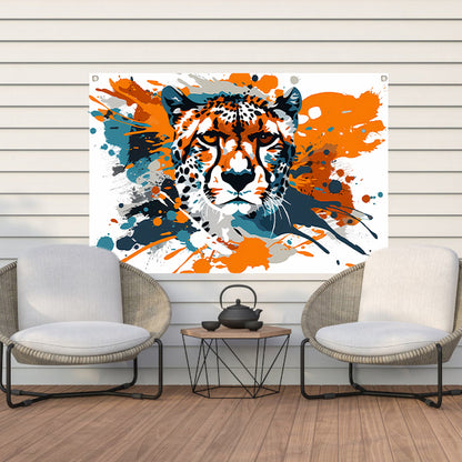 Dynamische abstracte cheeta schilderij print tuinposter