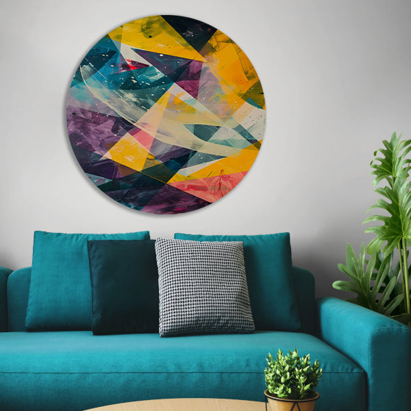 Abstract Expressie met Levendige Kleuren aluminium muurcirkel