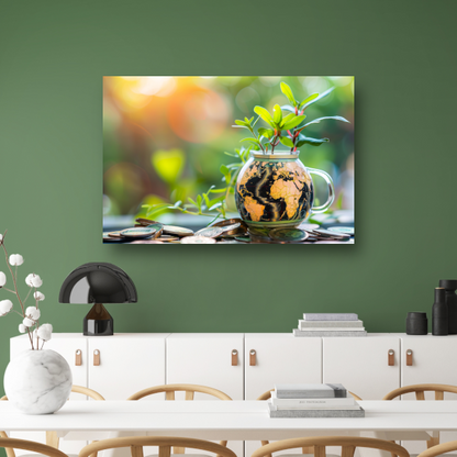 Minimalistische plantenkaart canvas met baklijst