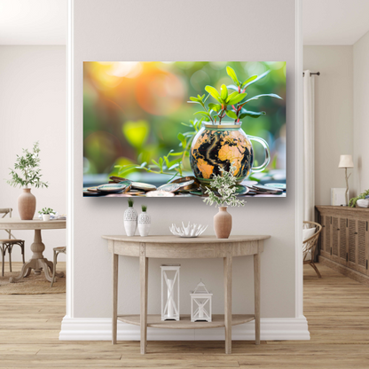 Minimalistische plantenkaart canvas met baklijst